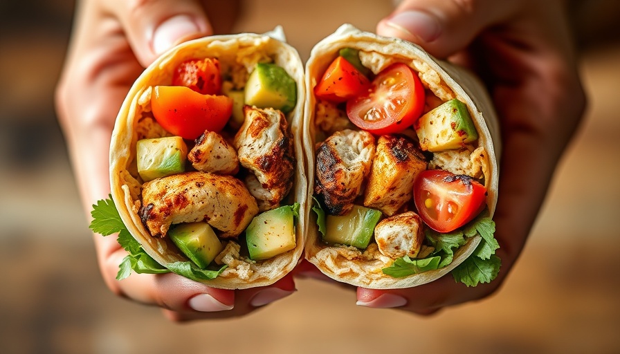 Colorful burrito cut in half showcasing delicious fresh ingredients for restaurant specials for National Burrito Day 2025.