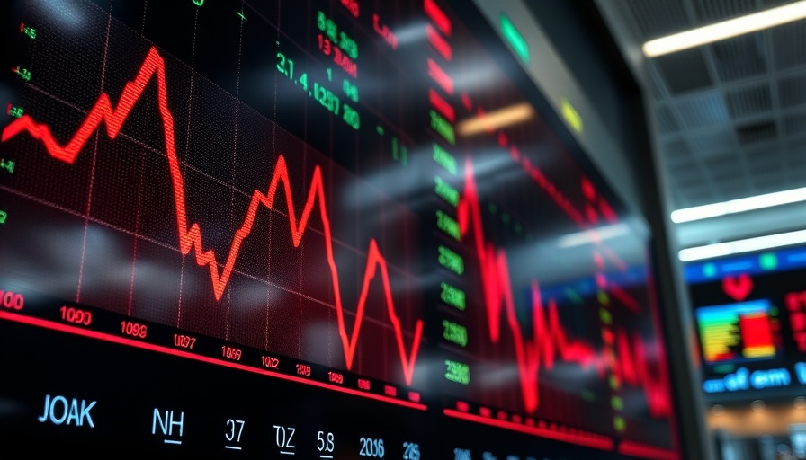 Stock market board showing index drop indicating economic impact, US tariffs effect