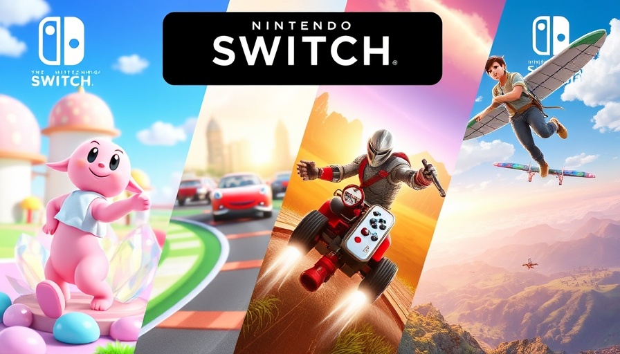 Colorful scenes from iconic Switch games showcasing vibrant gameplay.