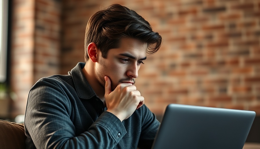 Thoughtful young man contemplating young-onset Alzheimer's symptoms.