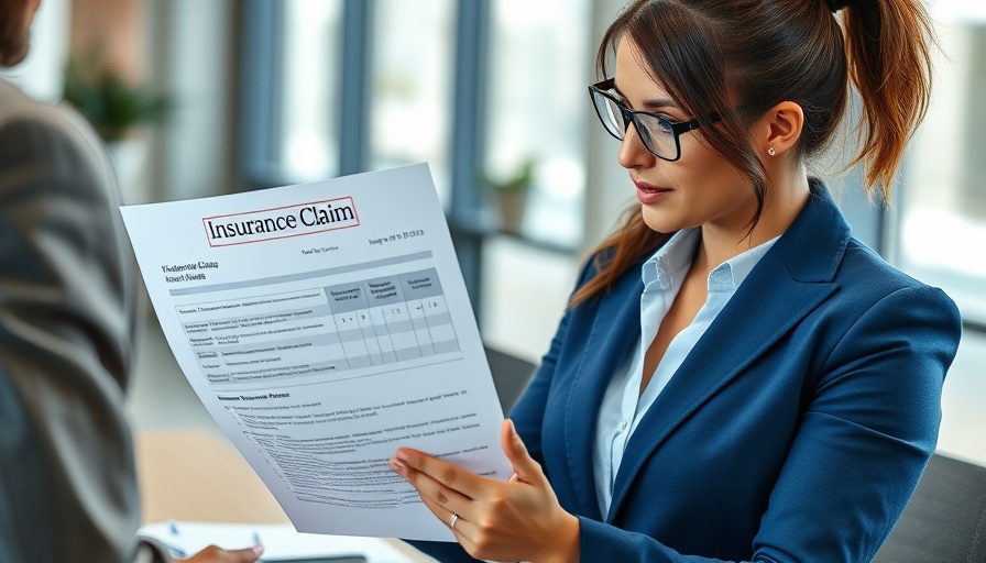 Professional businesswoman presenting insurance claim as a low cost high reward franchise opportunity.