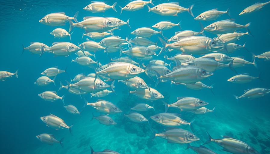 Silver fish swimming in clear blue water, vibrant underwater scene.