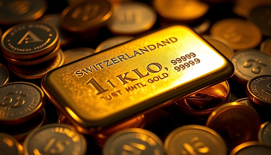 Investors turn to gold, gold bar and coins in close-up.