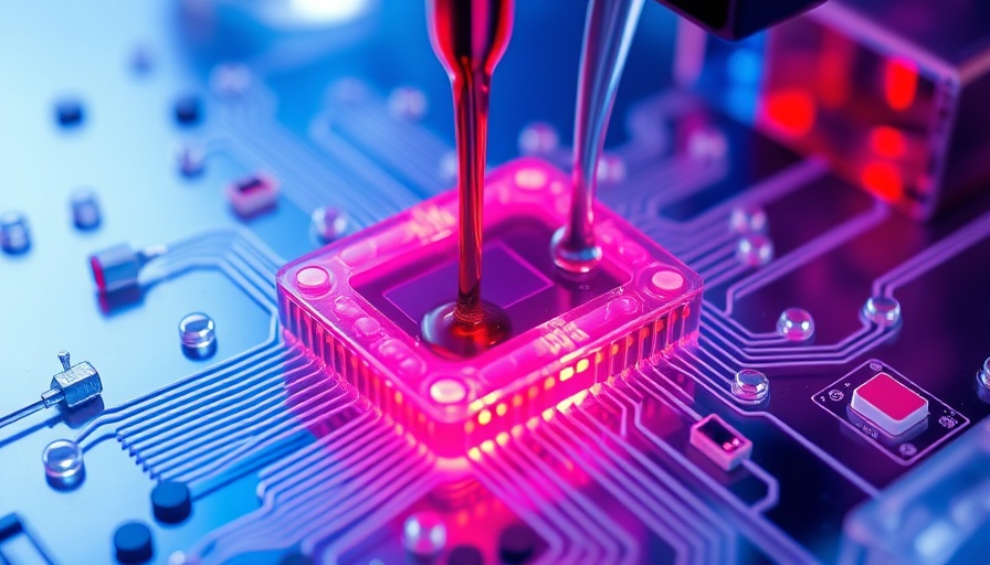 Detailed image of microfluidic chip technology in cancer research with fluid channels.