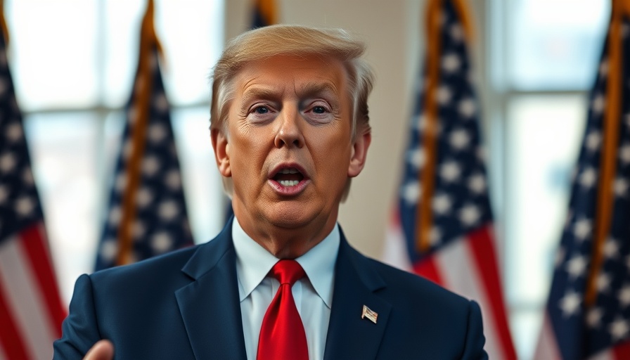 Middle-aged man speaking in front of American flags about Trump's Physical Health Stats Analysis.