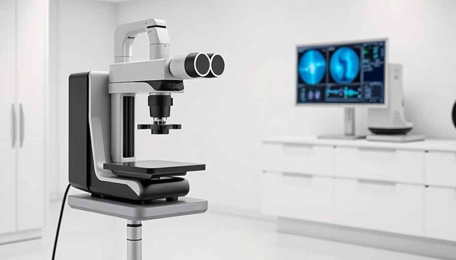 Modern two-photon microscope with display for animal imaging in a lab setting.