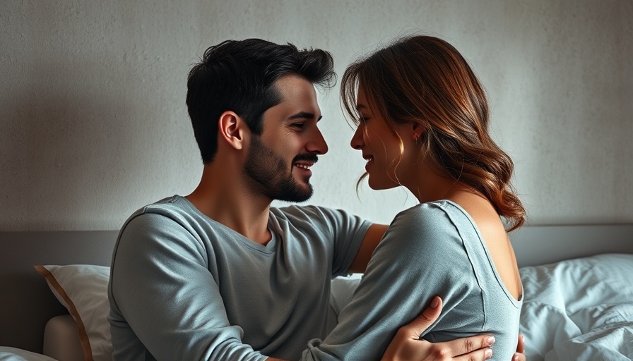 Close interaction of a couple in a bedroom setting.