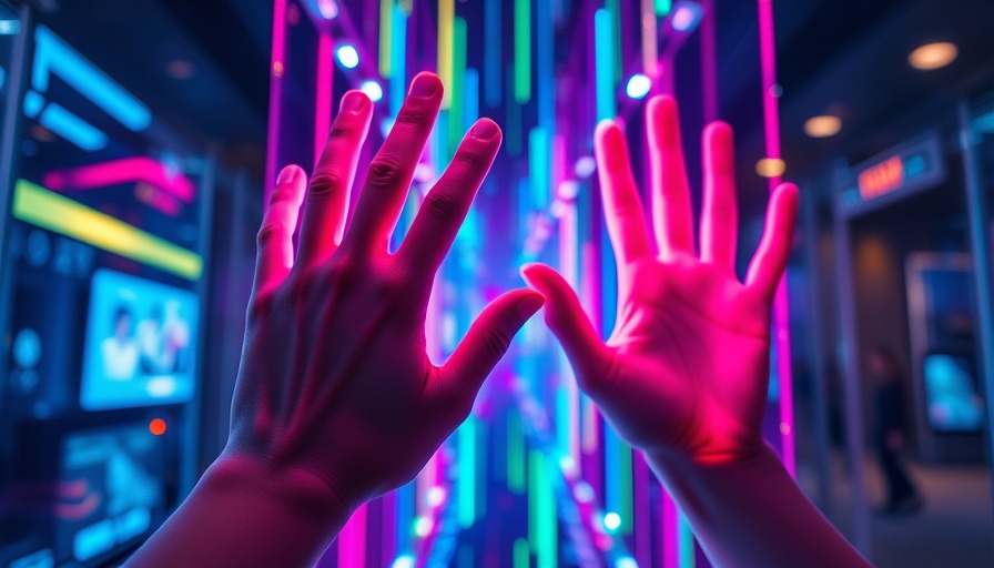 Interactive LED display and hands exploring future of web design