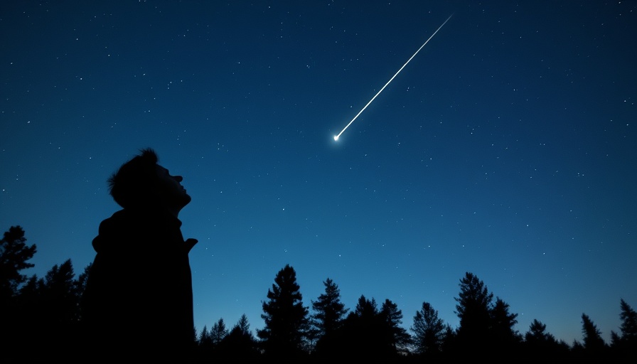 Person stargazing with telescope during May meteor shower event.