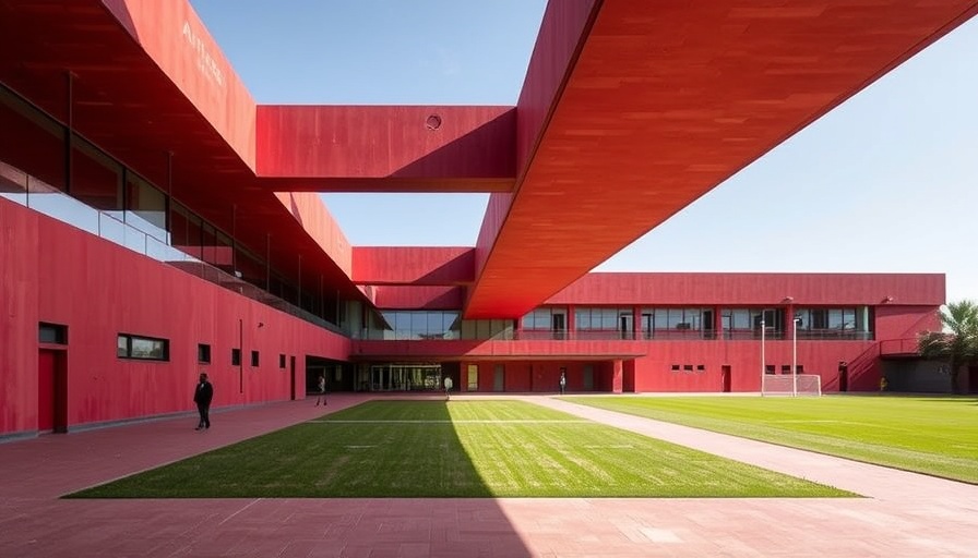 Sordo Madaleno Arquitectos utilises red concrete for Atlas FC academy in Mexico