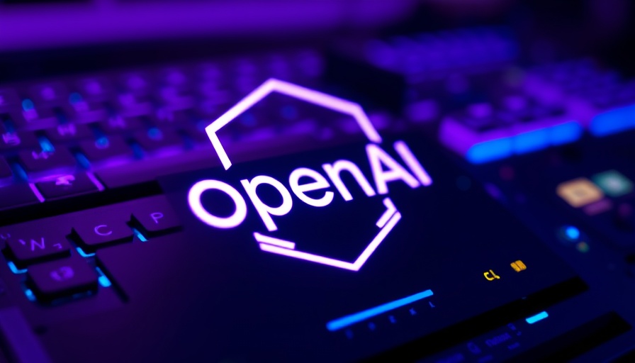 OpenAI logo glowing in dark environment, tech ambiance.