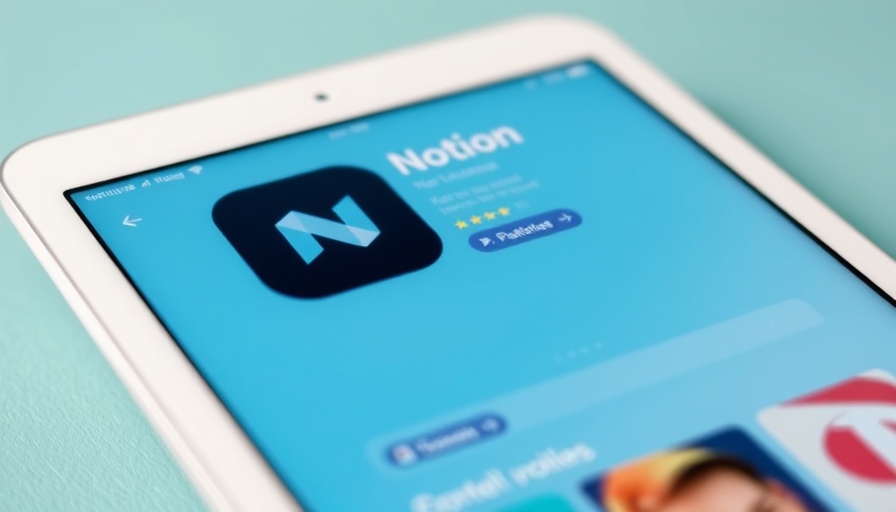 Notion app page on digital store, close-up view.