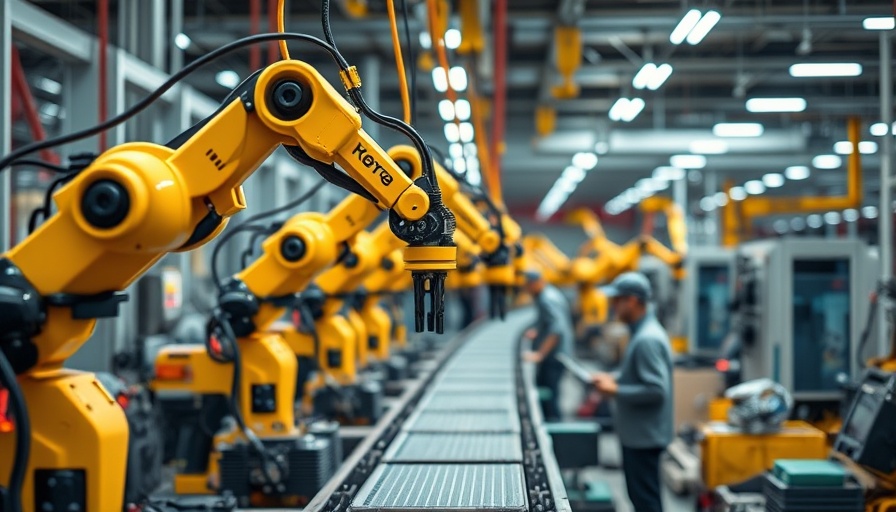 Chinese companies' supply chain localization in a factory with robotic arms.