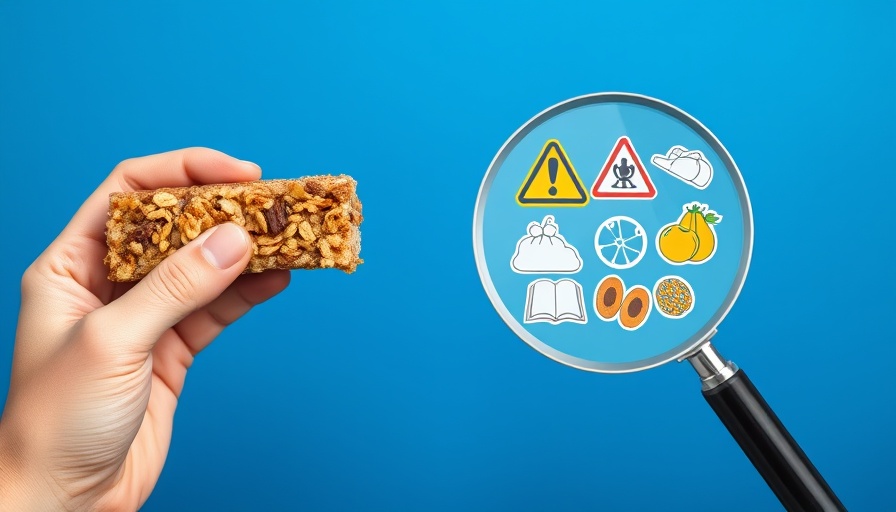 Graphic warning of ultra-processed foods on a snack bar.