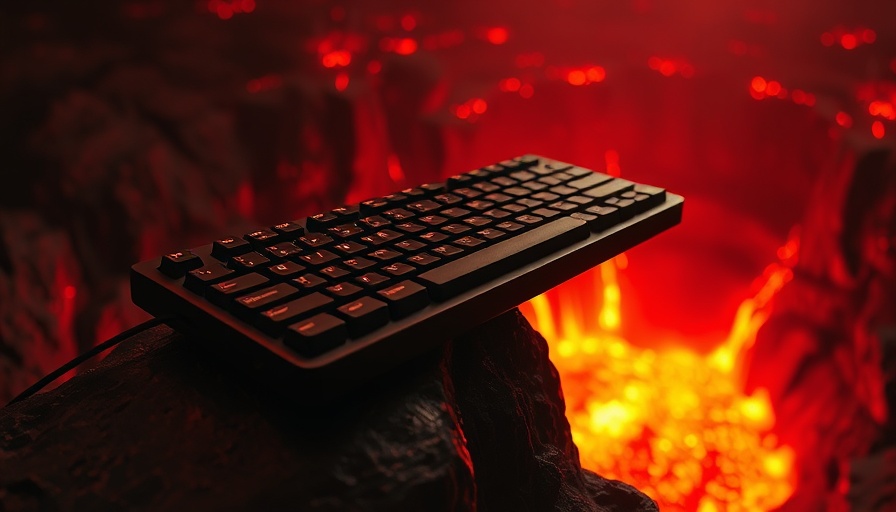 A keyboard near a fiery abyss, symbolizing The Most Dangerous Writing App.