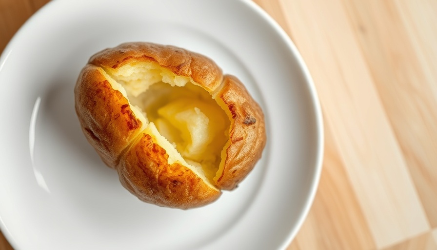 Crispy baked potato on white plate.