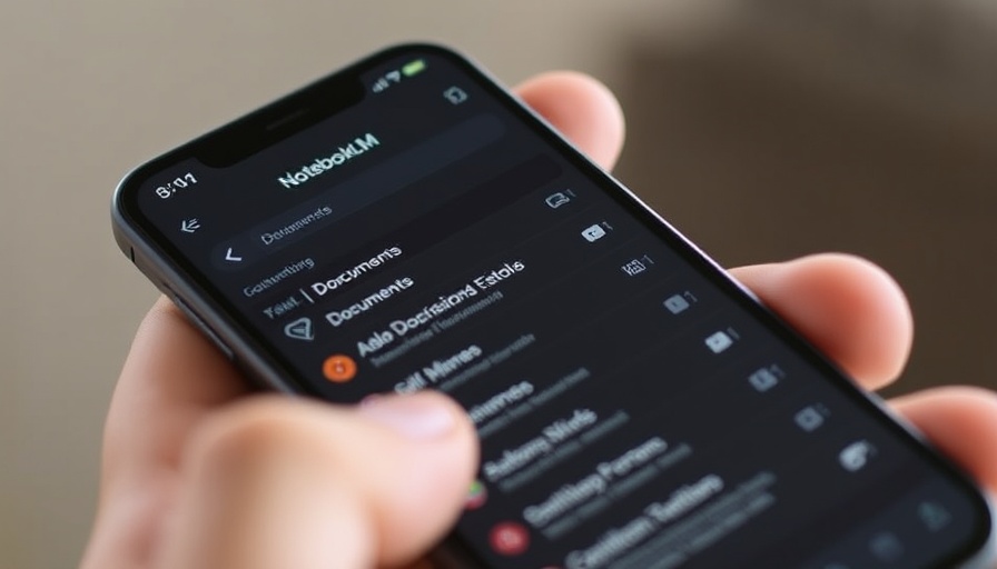 NotebookLM mobile app features displayed on smartphone screen.
