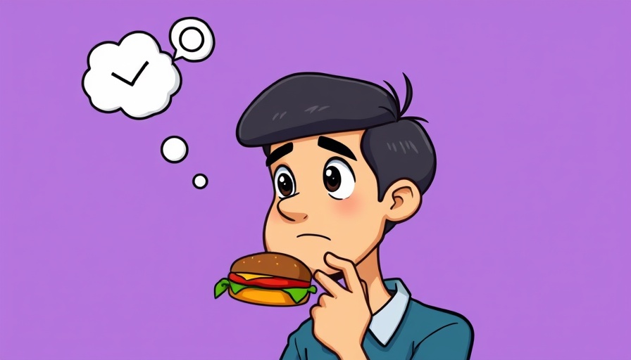 Contemplative person considers food choice, highlighting food morality and mental health.