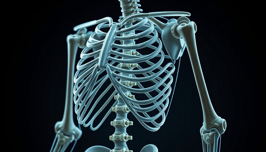 X-ray view of skeletons illustrating bone-anchored prosthetic design.