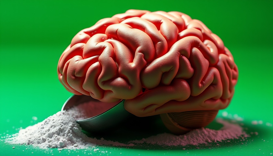 Brain model in creatine scoop, green background