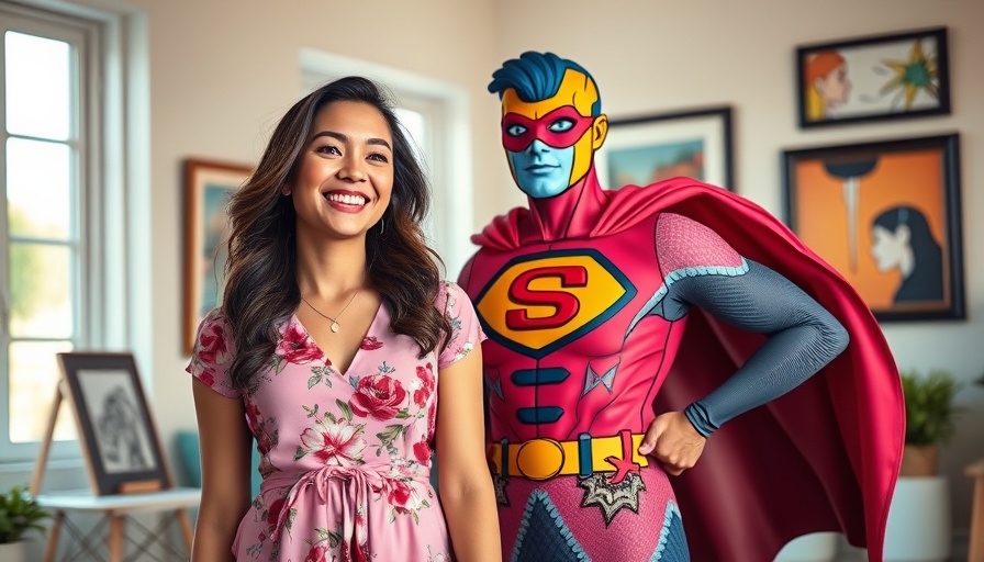 Milly Alcock in pink dress next to superhero illustration, Sirens Netflix.