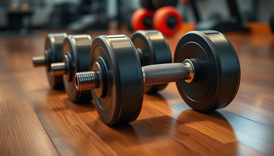 QuickDraw add-on weights on a wooden floor in a home gym.