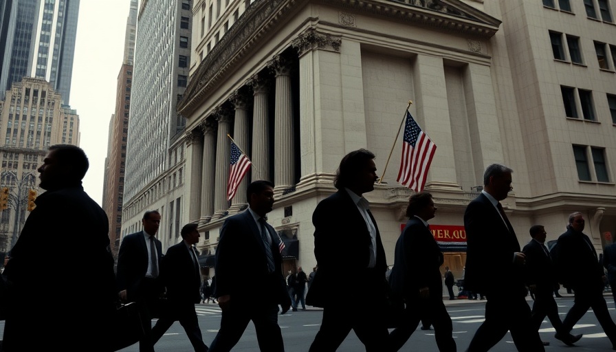 Silhouettes passing stock exchange depicting private equity money trap.