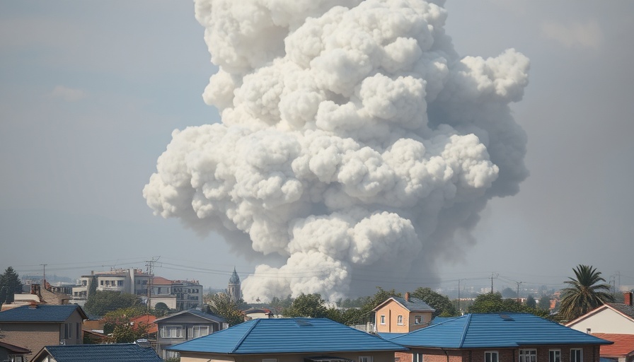 Ukraine's Attack on Russian Airfields: Smoke cloud over buildings.