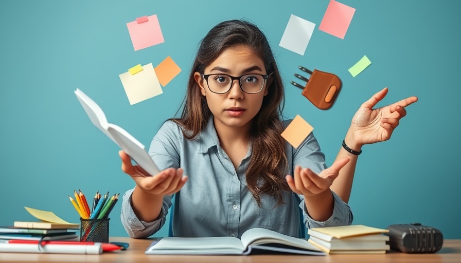 Planning your day the night before: overwhelmed woman at desk.