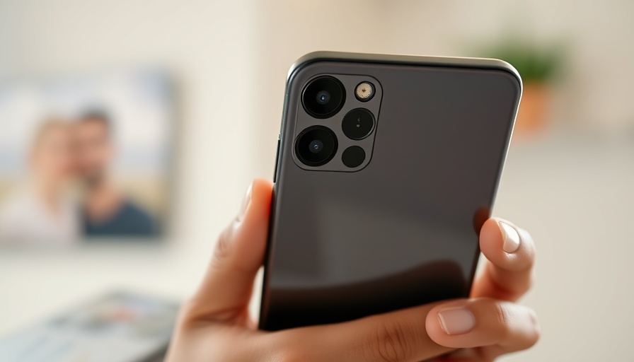Close-up of a smartphone emphasizing iOS 26 productivity features.