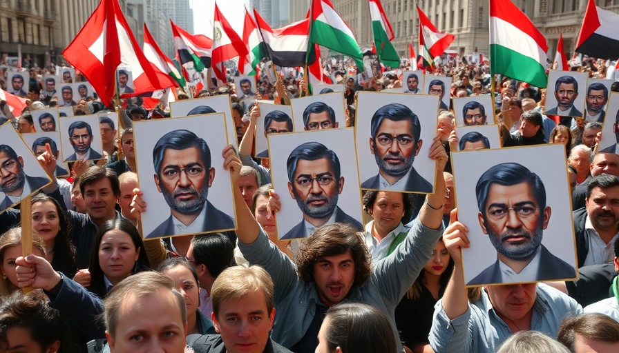 Crowd with portraits at rally, implications for franchisors.