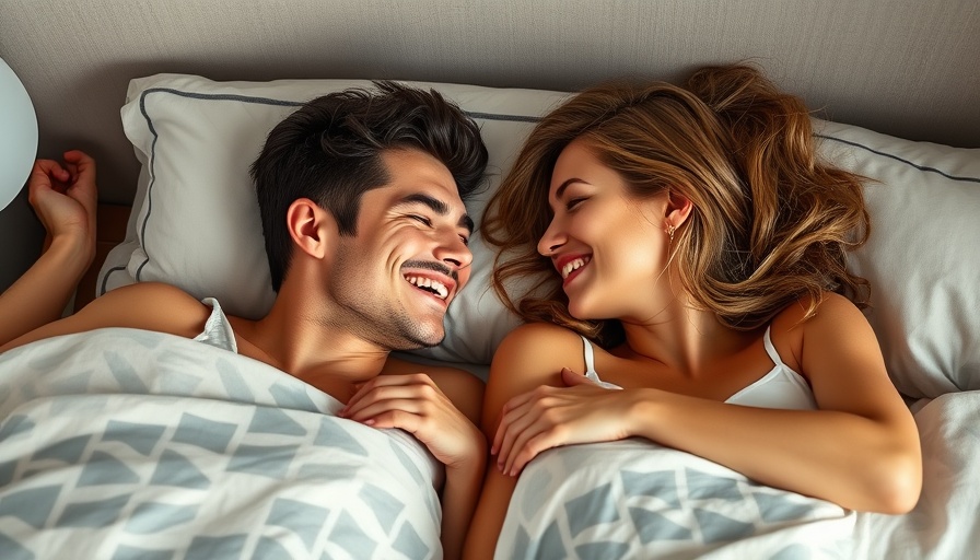 Happy couple lying in bed embracing warmly. How to talk dirty.