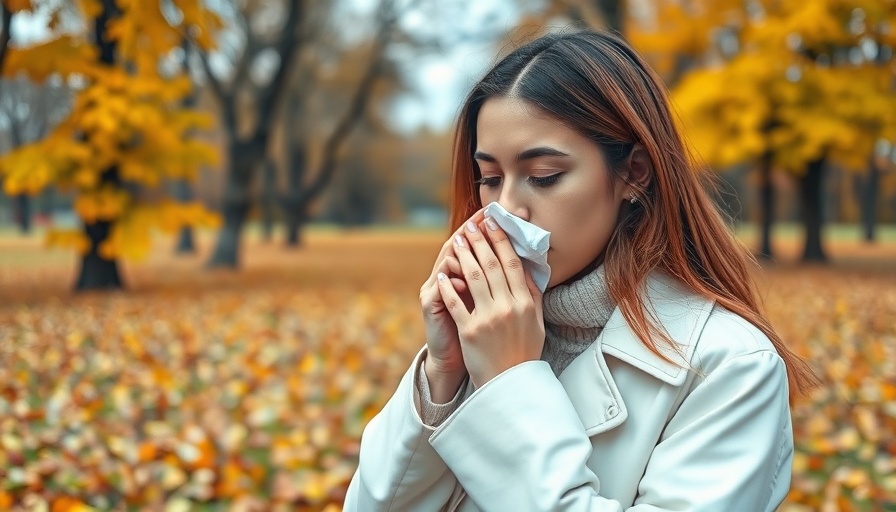 Woman sneezing in an autumn park, related to Dupilumab outperforms omalizumab.