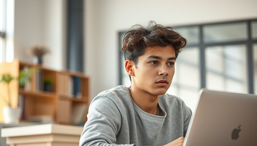 Focused young adult exploring alternatives to college in a modern workspace.