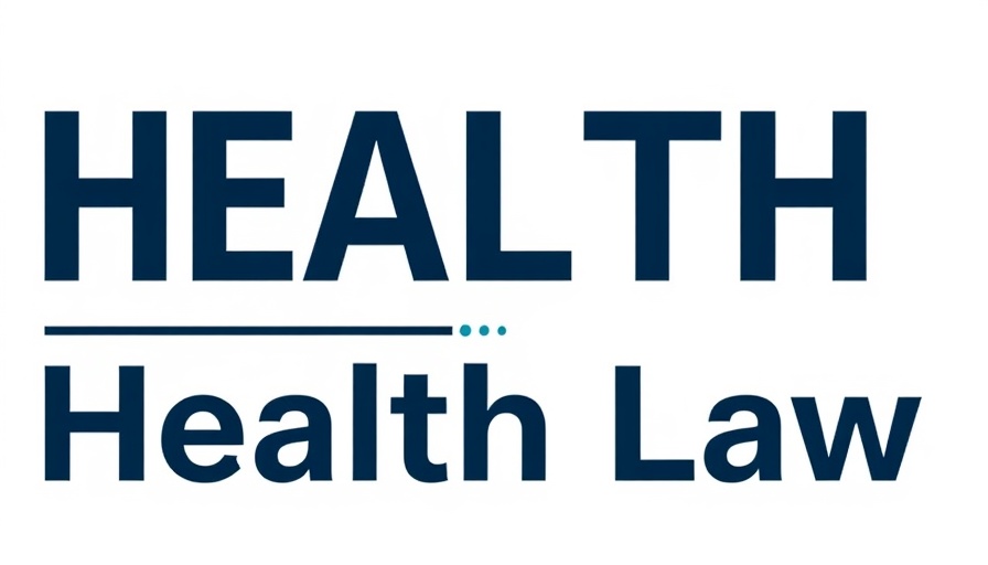 Minimalistic health law logo with bold font and blue dot accent related to prescribing controlled substances regulations.