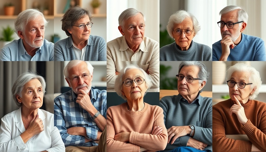 Diverse elderly individuals contemplative about health challenges.