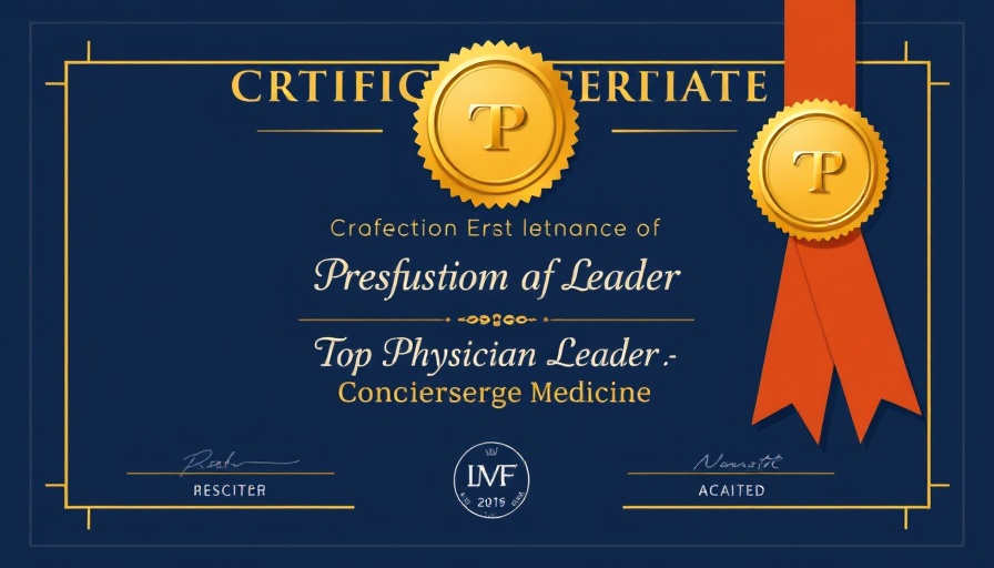 Top Physician Leader in Concierge Medicine award certificate design.