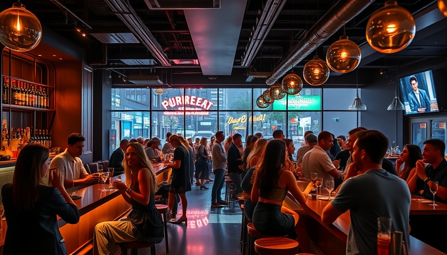Trendy bar in Los Angeles with patrons enjoying drinks.