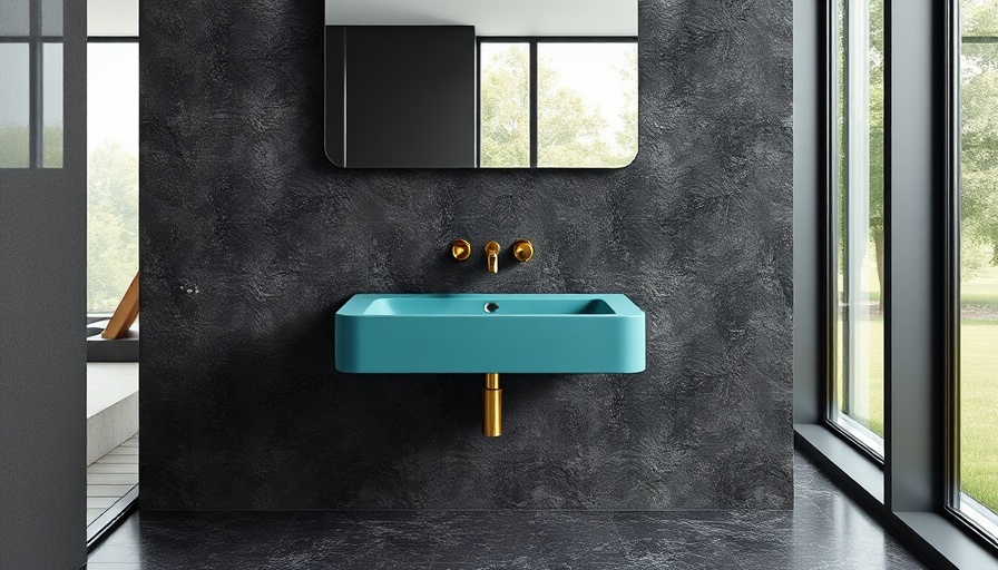 Terrazzo bathroom for remote workspaces with teal sink