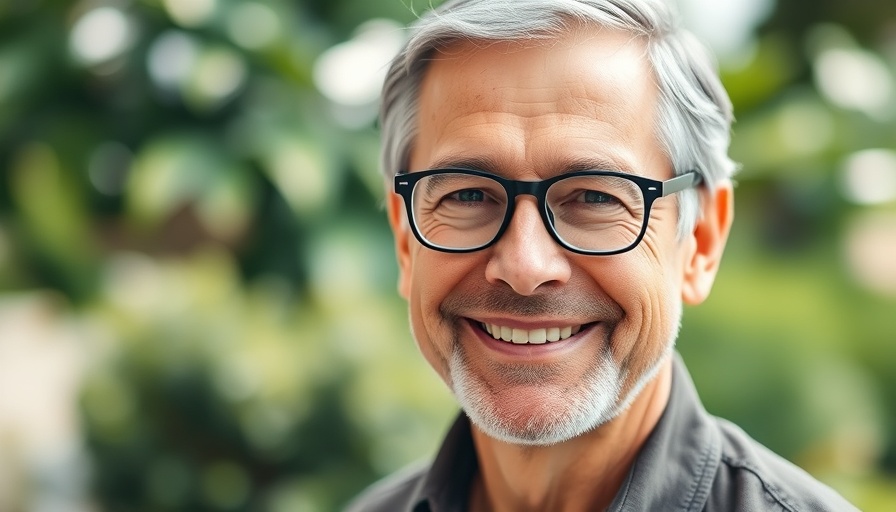 Smiling man with glasses amidst greenery, Emerging Cyber Threats to AI-Based Diagnostics backdrop.