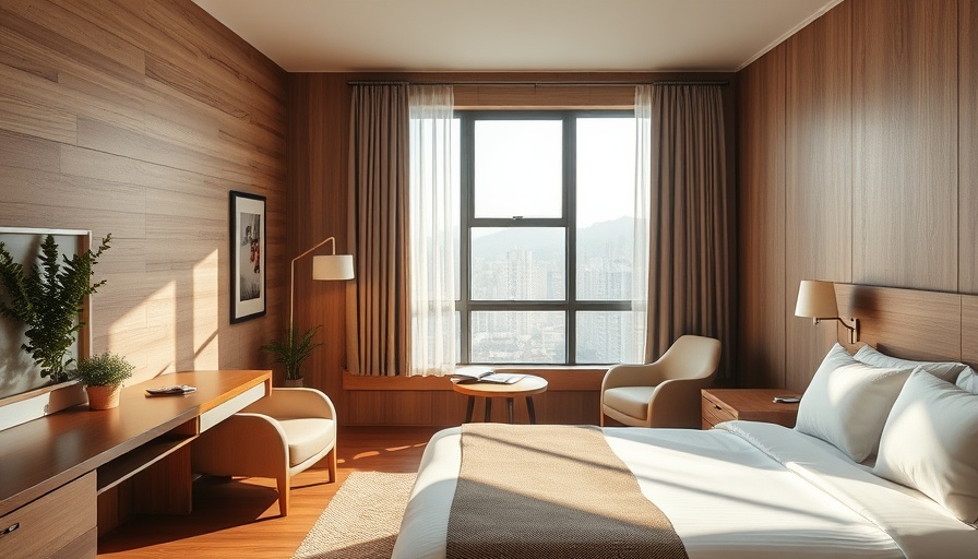 Contemporary hotel room at Hotel Petra, ideal for remote work with natural light and wooden decor.