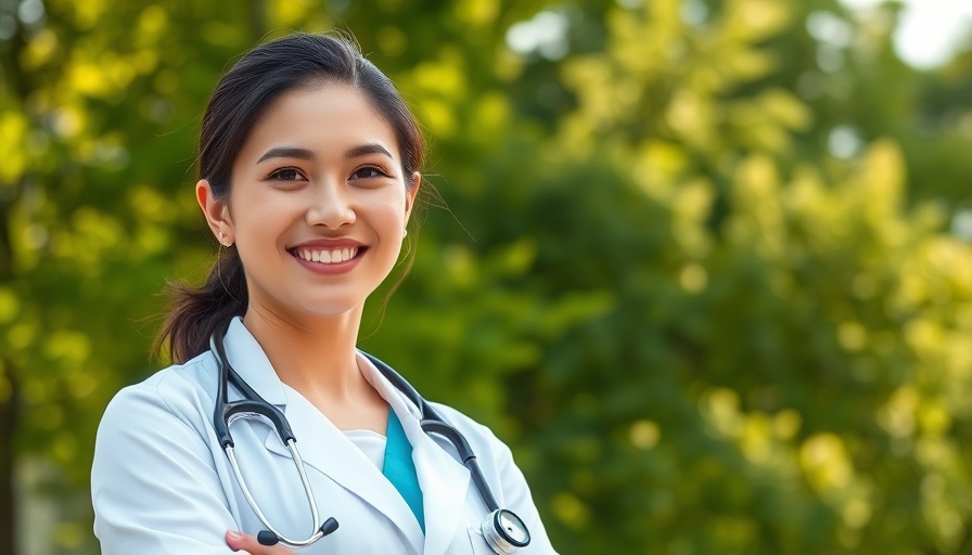 Confident female doctor outdoors, highlighting physician burnout differences.