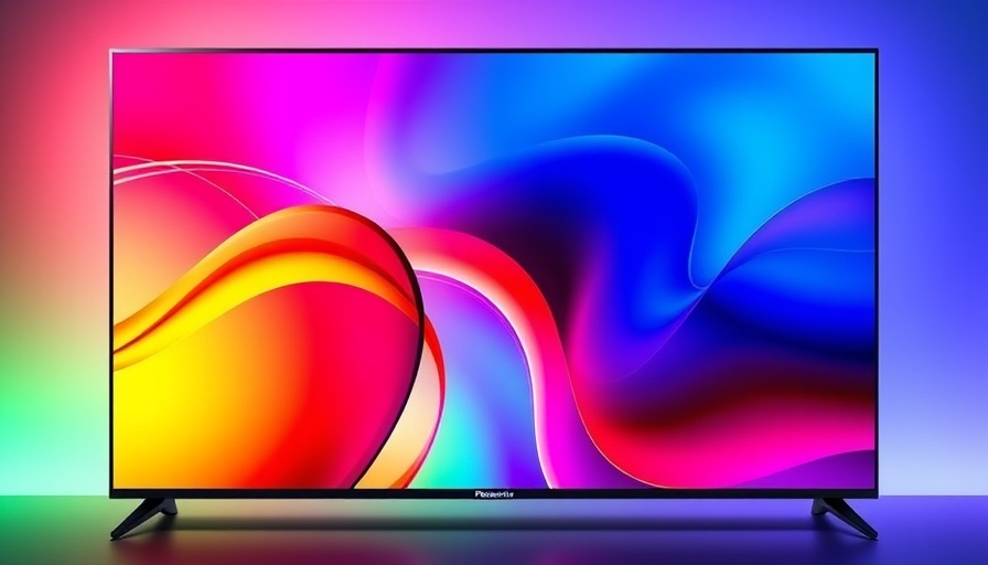 65-inch Panasonic OLED TV with vibrant colors on gradient background.