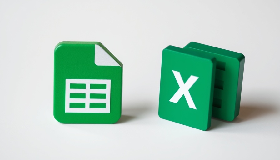 Google Sheets and Excel icons on spreadsheet background, Excel and Google Sheets productivity