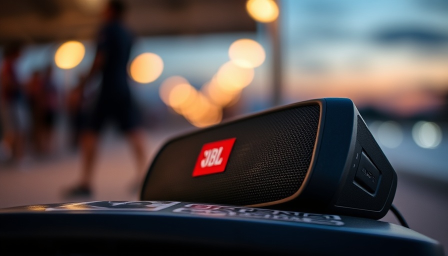 JBL Xtreme 4 outdoor speaker on surface, blurred background.