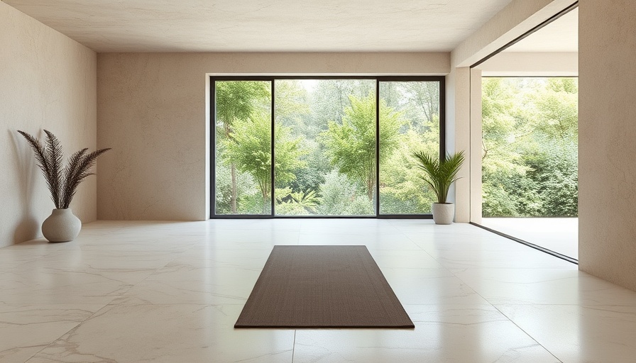 Pulsar stone surfaces in serene workspace with yoga mat.