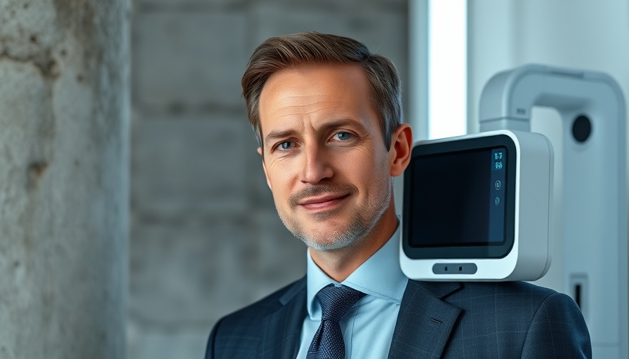 Bruin Biometrics executive with cutting-edge device highlighting commercialization strategies.