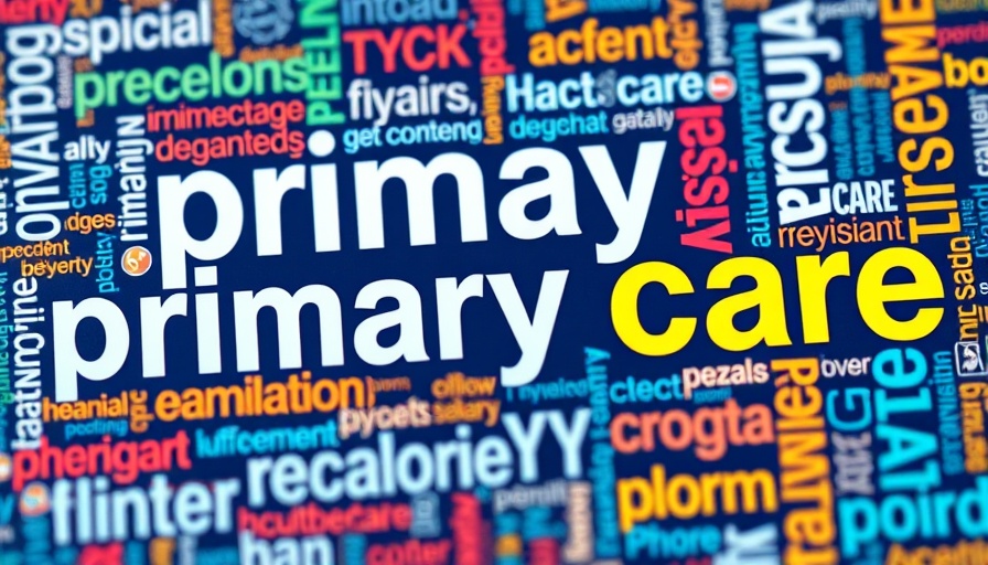 Medical terms word cloud emphasizing primary care and healthcare.