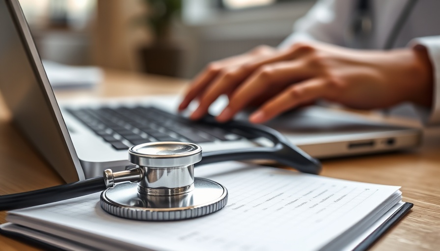 Medical billing costs 2025 setup with doctor typing and stethoscope.