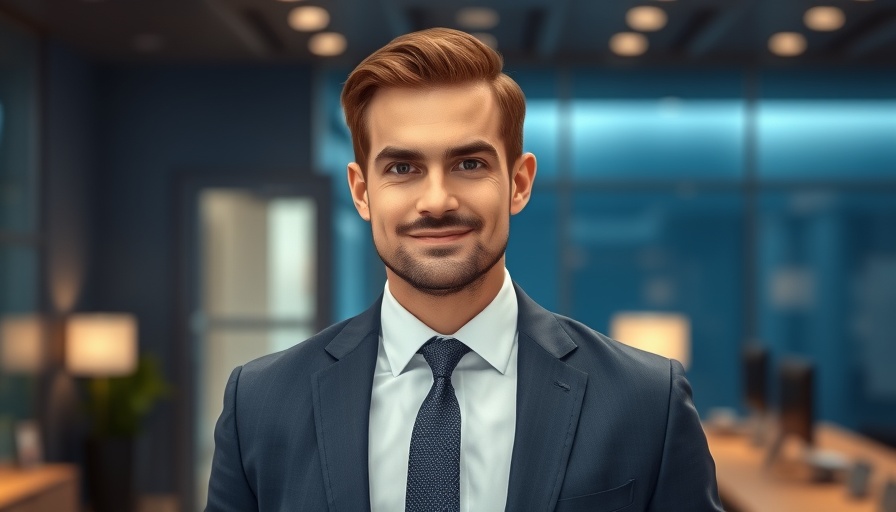 Businessman in suit discussing AI streamlining prior authorizations.